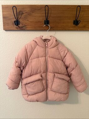 Zara girls Blush Pink Hooded Puffer Coat